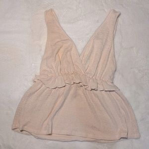 Cute fine stripes and ruffled tank top size small